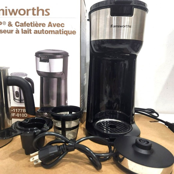 Combo Single Serve Coffee Maker & Milk Frother K cup Ground Coffee Self-cleaning - Picture 4 of 14